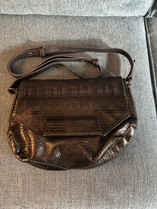 Liebeskind Handbags - Liebeskind Croc Printed Black Leather Bag